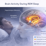 Brain scan showing neural activity during REM sleep explaining why we dream at night