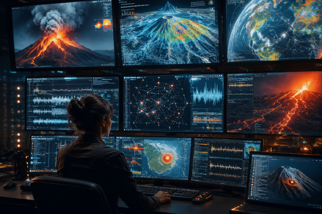 Future of volcanic eruption forecasting with AI monitoring technology and real-time data dashboards