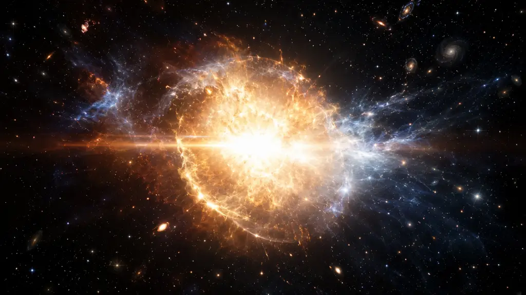 A Type Ia supernova explosion in deep space used by astronomers to measure the universe's accelerating expansion